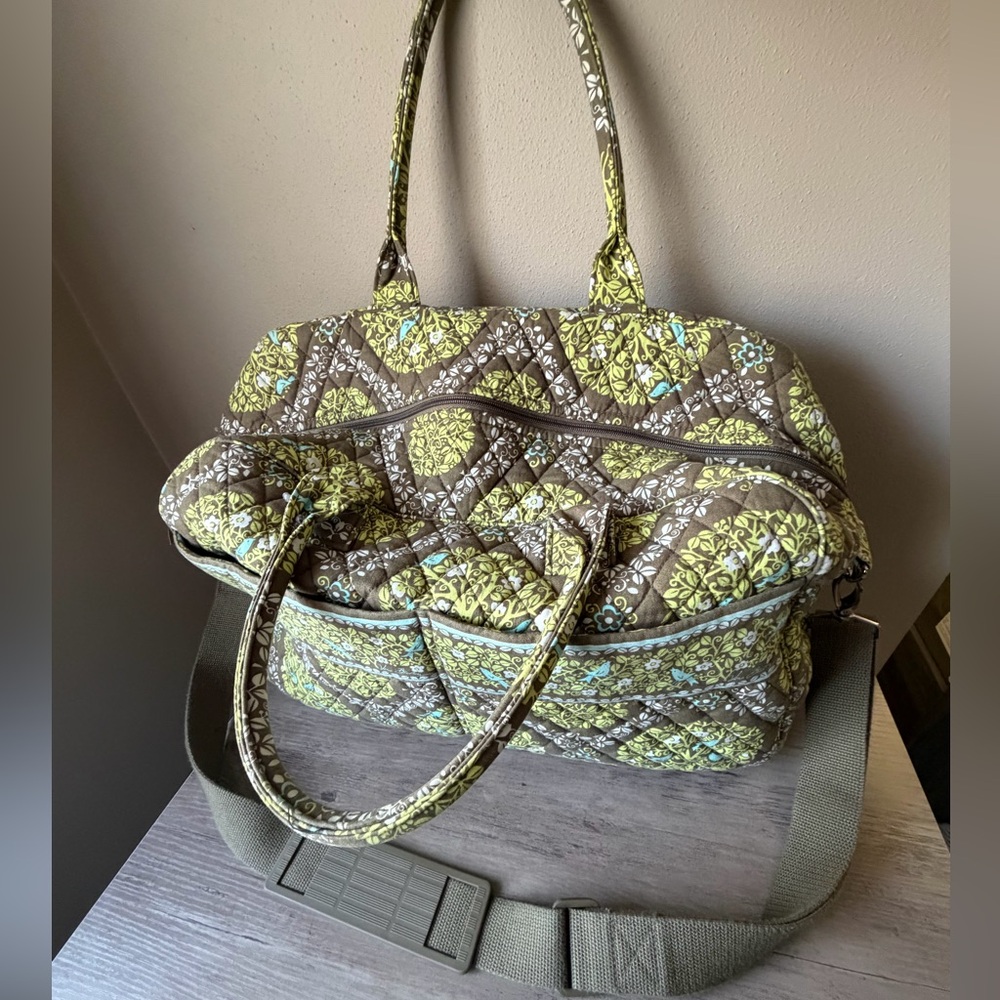 Vera Bradley Floral Quilted Women's weekender - Green and Brown